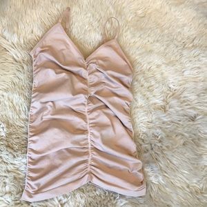 Ruched nude camisole and ruched white camisole